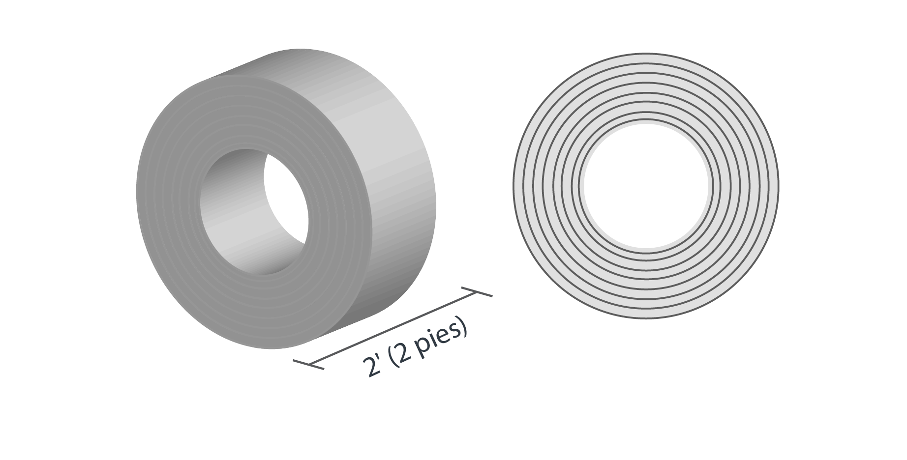 Medidas de la lámina de acero en rollo de 2 pies de ancho.