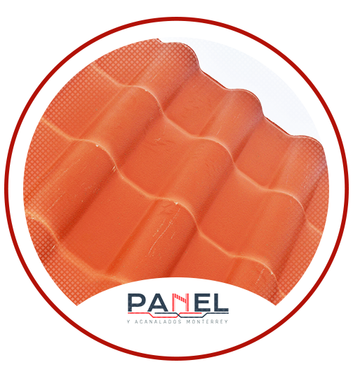 Lámina ultrateja fabricada con PVC y apariencia tipo teja de barro.